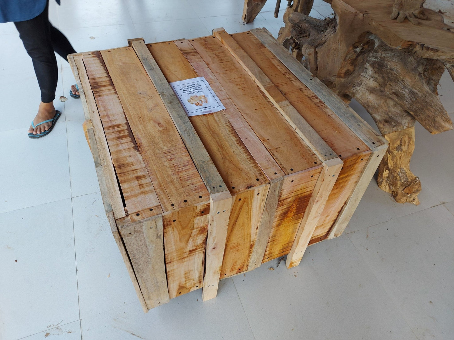 luxury teak root console table - designer console table - white teak furniture - solid teak furniture - modern furniture