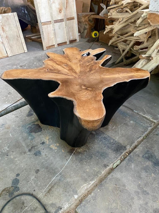 Black Brown Star Stump Teak Root Table - Solid Teak Table - Star Root Table - Teak Stump Table - SOGEH Furniture