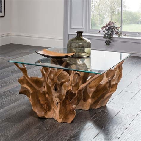 Brown Teak Coffee Table - Indonesian Teak Coffee Table - Teak Root Coffee Table - Solid Teak Coffee Table - SOGEH Furniture