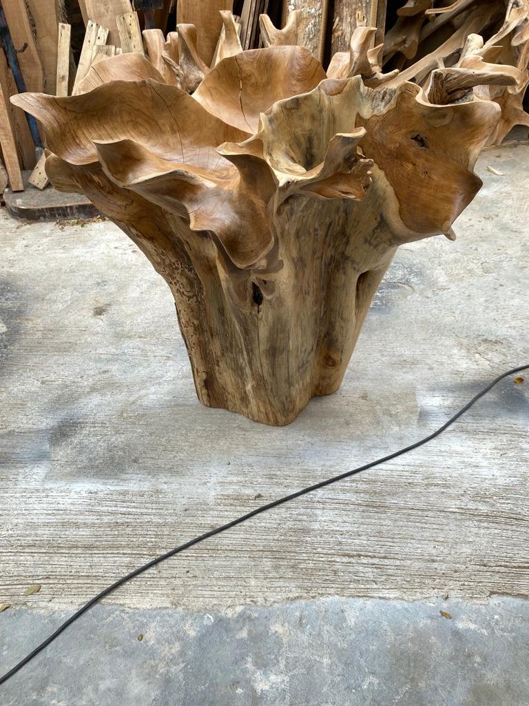 Burl Carved Teak Root Coffee Table - Medium High Teak Root Coffee Table - Wax Polished Coffee Table - SOGEH Furniture