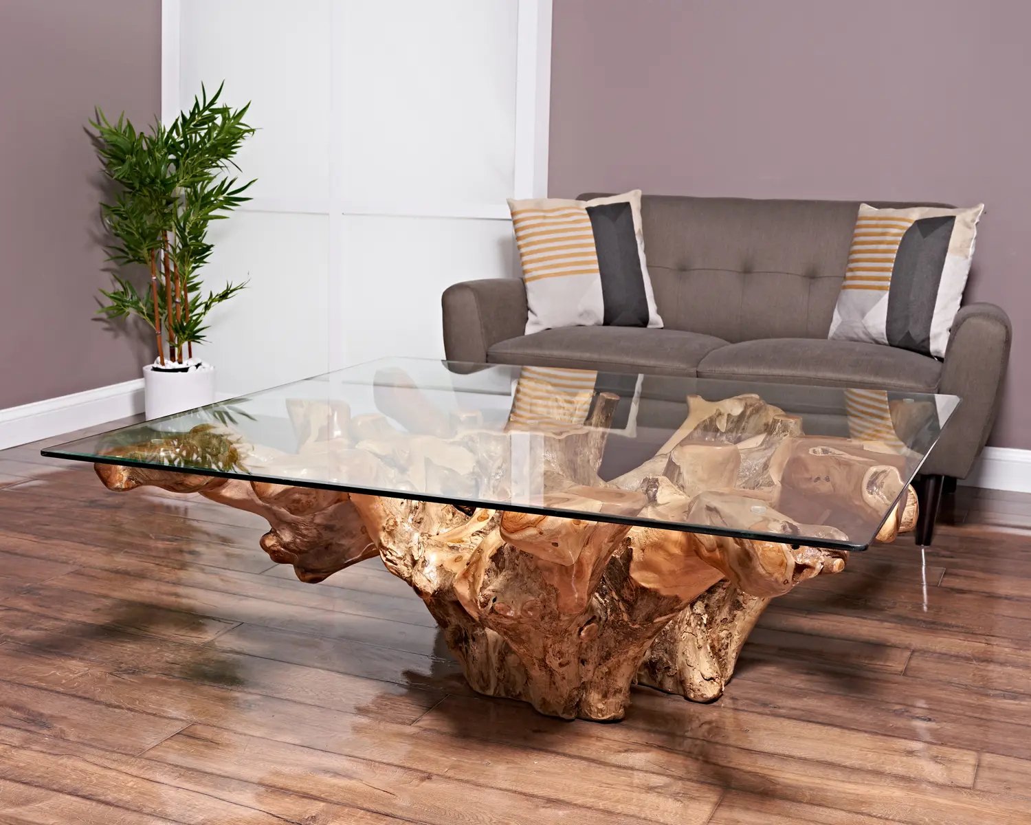 Cocktail Teak Root Coffee Table - Center Teak Root Coffee Table - Minimalist Teak Root Coffee Table - Industrial Teak Root Coffee Table - SOGEH Furniture