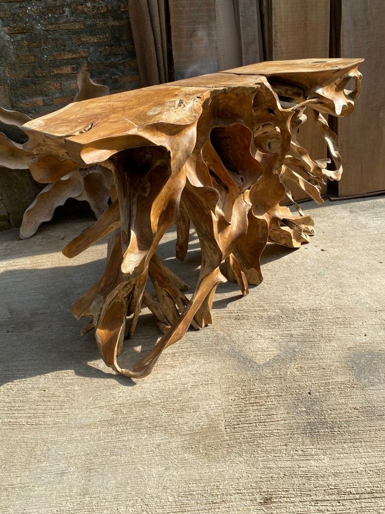 Console table made from teak root - Solid teak root console table - Natural teak root console table - Sustainable teak root console table - SOGEH Furniture