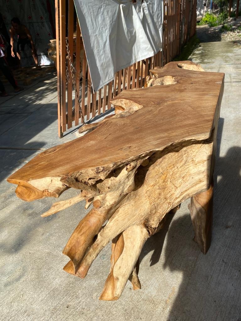 Console table made from teak root - Solid teak root console table - Natural teak root console table - Sustainable teak root console table - SOGEH Furniture