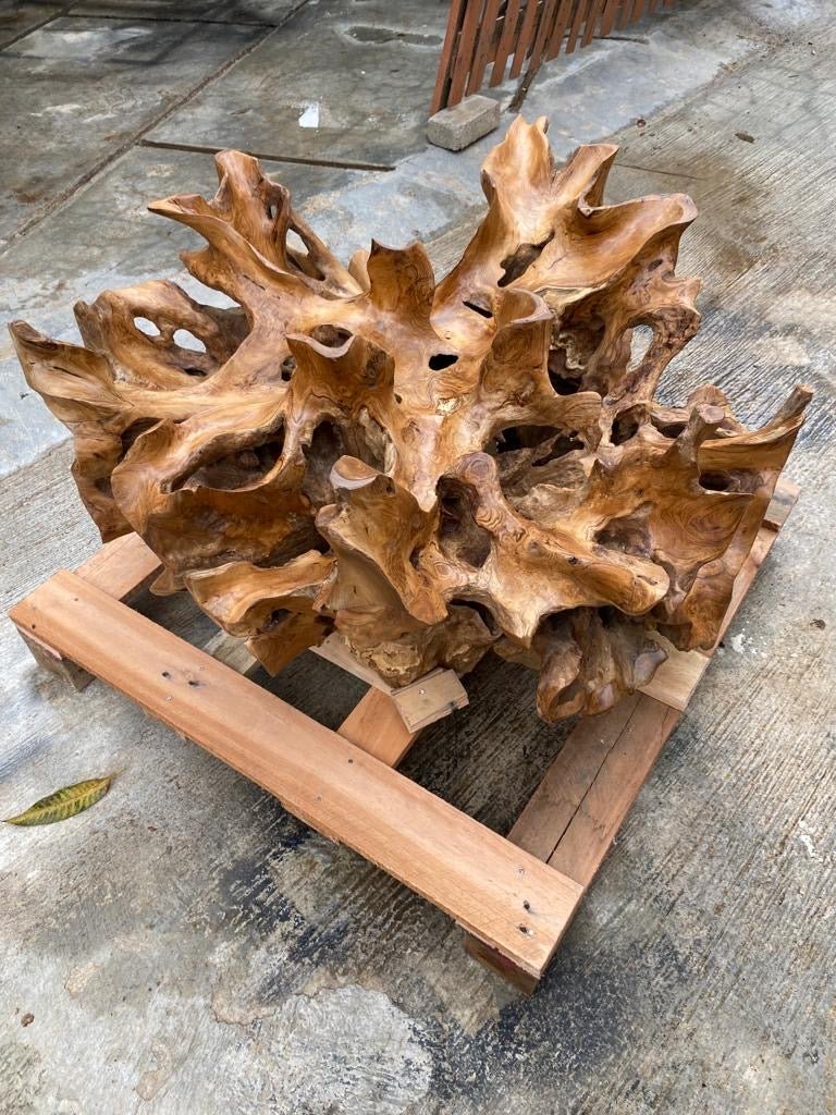 Durable teak root coffee table - Long-lasting teak coffee table - Heirloom quality teak coffee table - Statement piece teak coffee table - SOGEH Furniture