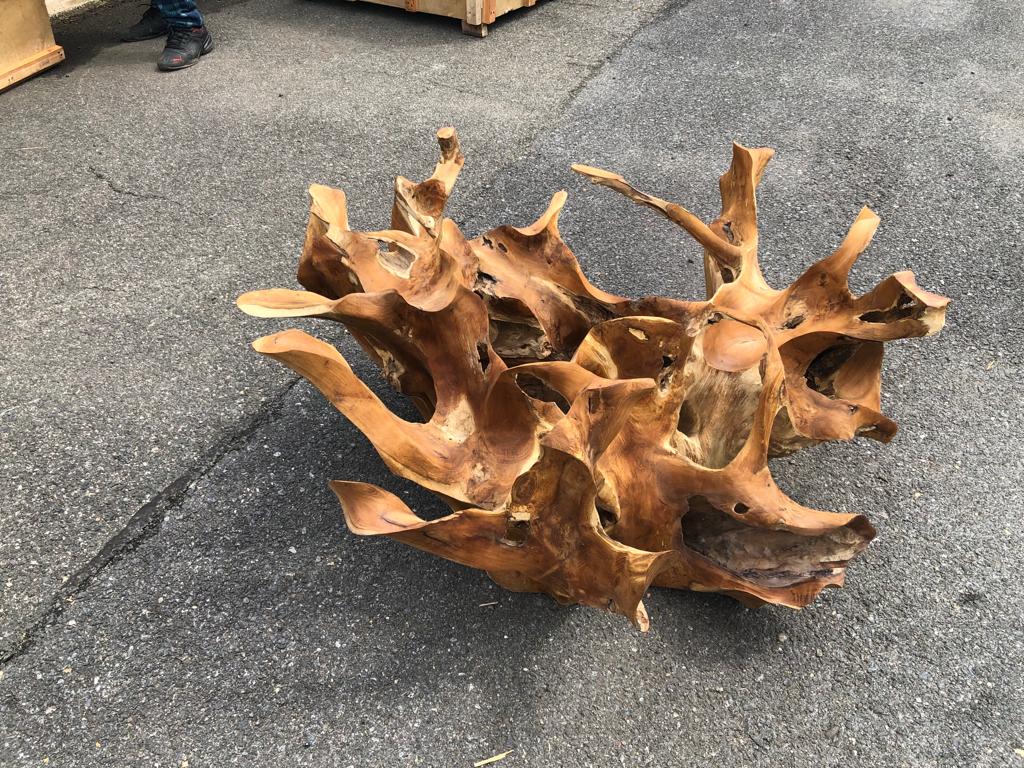 Floral Teak Root Coffee Table - Wooden Coffee Table, Handmade Wooden Furniture - SOGEH Furniture