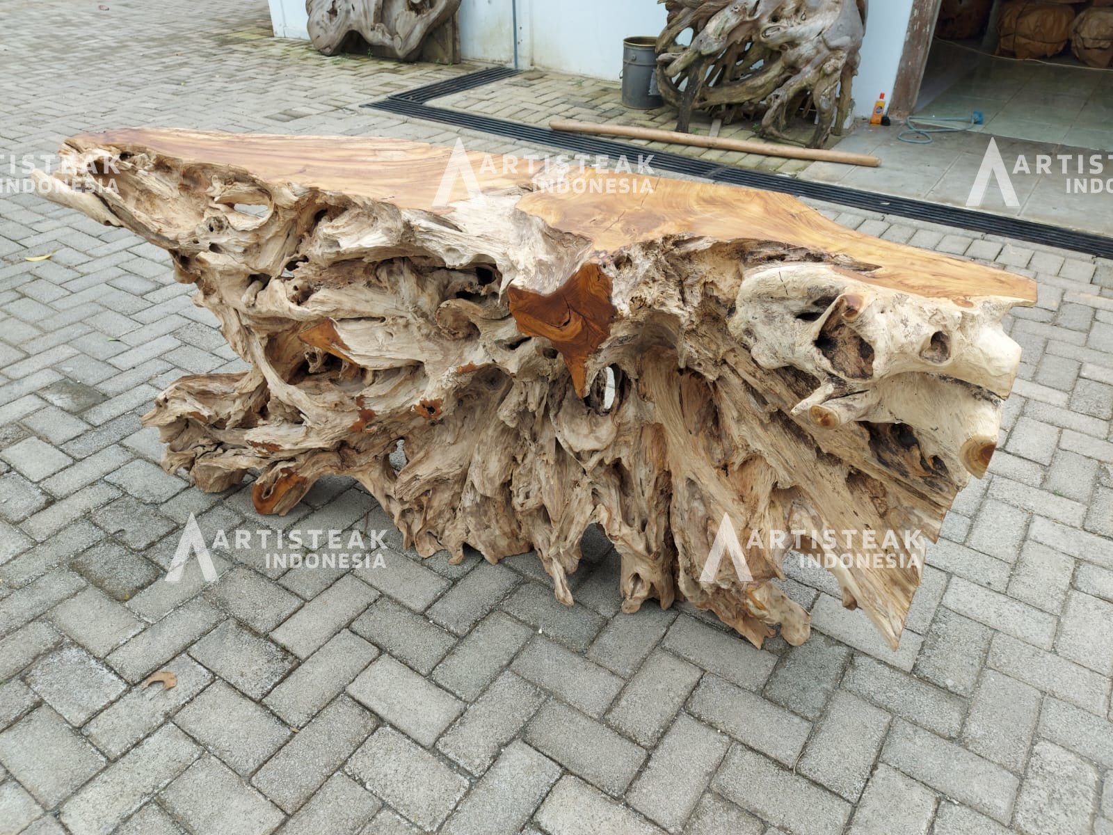 Golden Teak Root Console Table - Entryway Console Table - Gift Teak Root Console Table - SOGEH Furniture