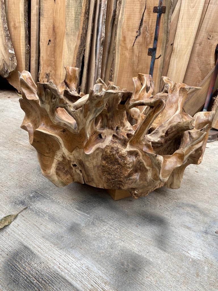 Handcrafted teak root coffee table - Made in Indonesia teak root coffee table - Sustainable teak root coffee table - Eco friendly teak root coffee table - SOGEH Furniture