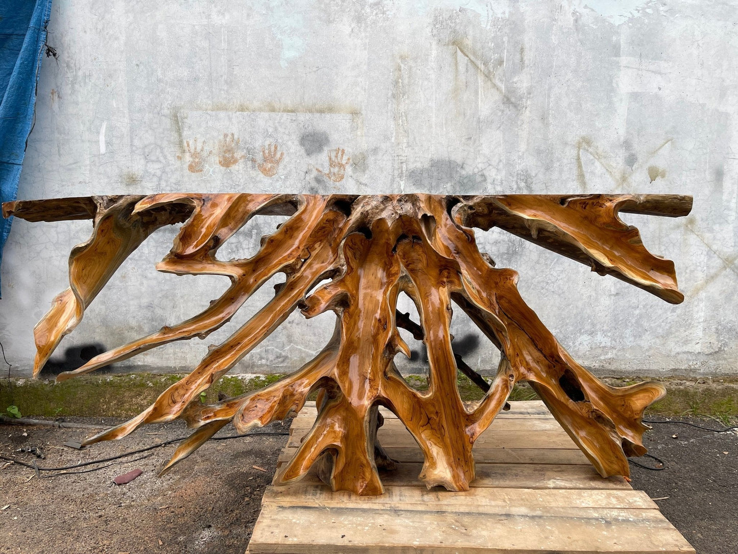 Handcrafted Teak Root Console Table - Low Maintainance Console Table - Timeless Console Table - Glossy Finished - SOGEH Furniture