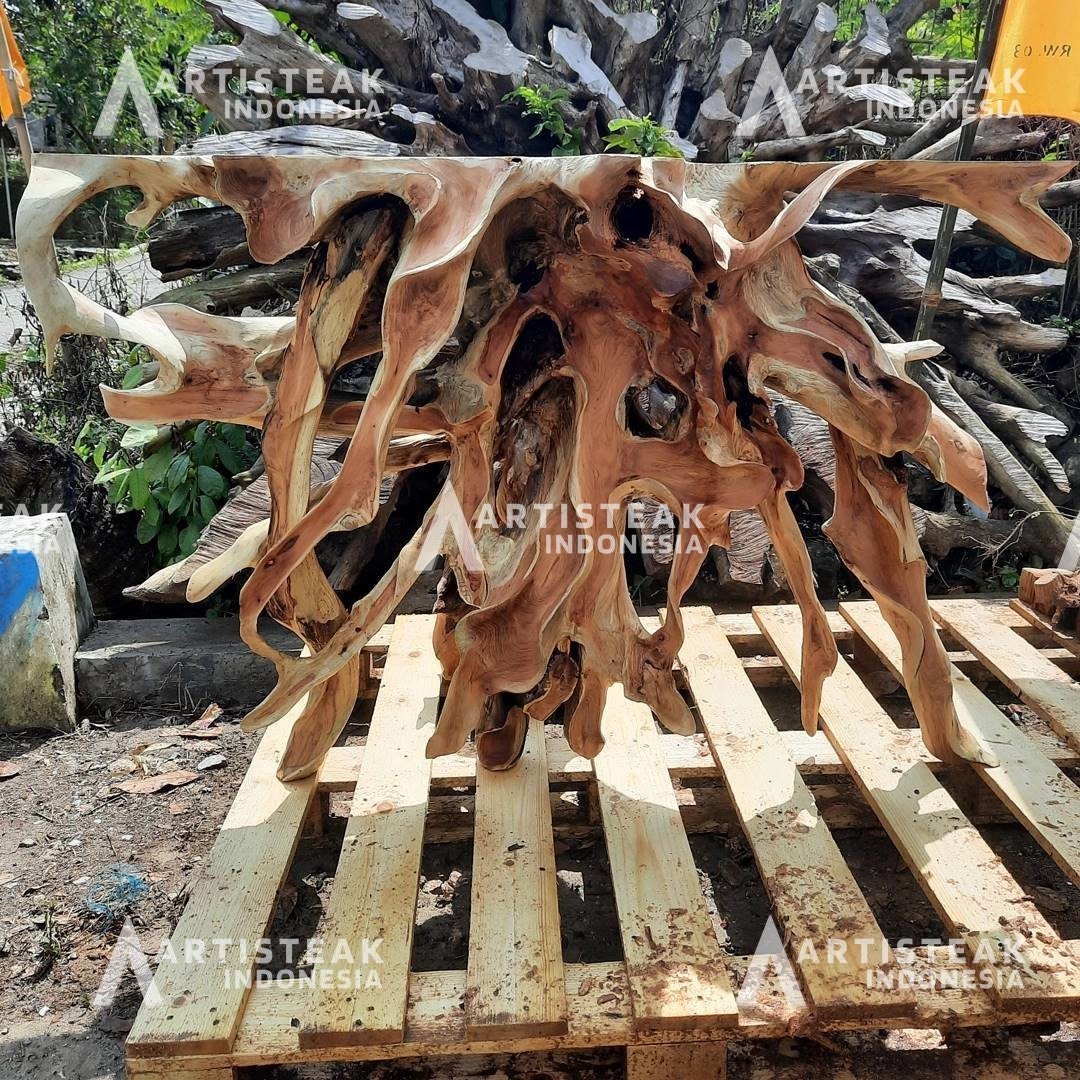 Handcrafted teak root console table - One-of-a-kind teak root console table - Made-to-order teak root console table - Custom teak root console table - SOGEH Furniture