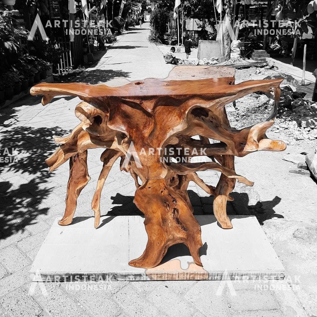 Handcrafted teak root console table - One-of-a-kind teak root console table - Made-to-order teak root console table - Custom teak root console table - SOGEH Furniture