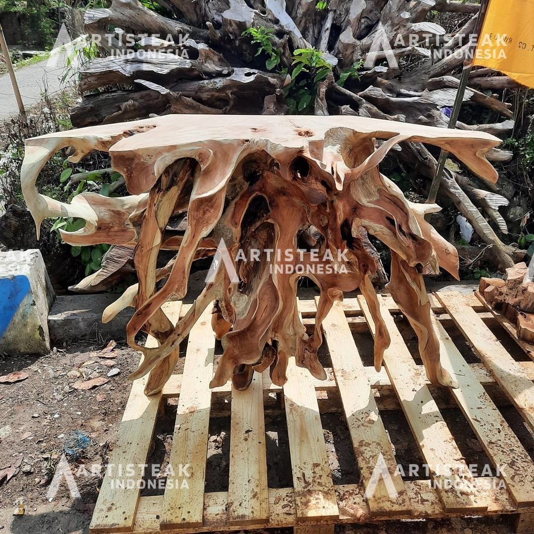 Handcrafted teak root console table - One-of-a-kind teak root console table - Made-to-order teak root console table - Custom teak root console table - SOGEH Furniture