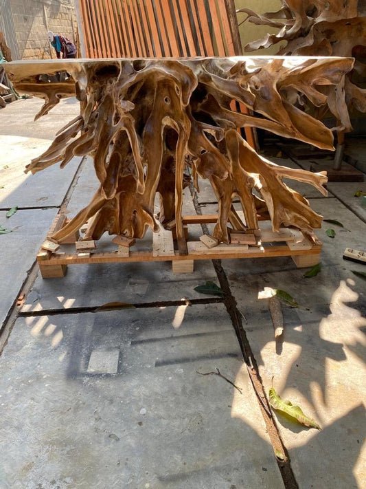 Handcrafted teak root console table - One-of-a-kind teak root console table - Solid wood furniture - Statement furniture - Unique furniture - Luxury furniture - SOGEH Furniture