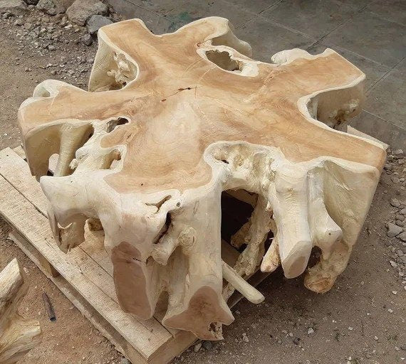 Handmade teak root coffee table - Handcrafted teak root coffee table - Ethically sourced teak root coffee table - Indoor teak root coffee table - SOGEH Furniture