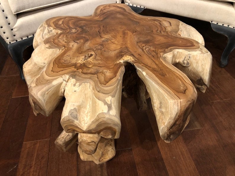 Handmade teak root coffee table - Handcrafted teak root coffee table - Ethically sourced teak root coffee table - Indoor teak root coffee table - SOGEH Furniture