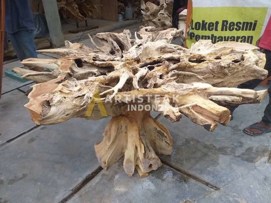 Honey Teak Root Coffee Table - Burmese Teak Root Coffee Table - Plantation Teak Root Coffee Table - Geometric Coffee Table - Natural Star Coffee Table - SOGEH Furniture