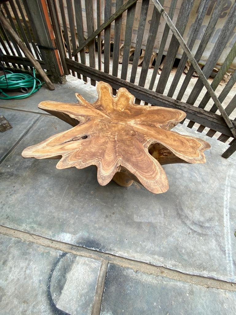 Industrial dining table - Modern organic furniture - Oval teak root dining table - Slab dining table - Organic shape dining table - SOGEH Furniture