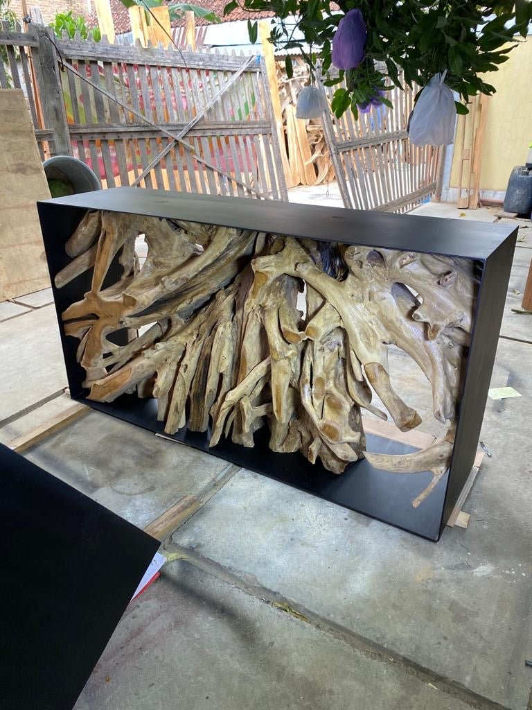 Iron Teak Root Console Table - Metal Teak Root Console Table - Sideboard Table - Unique Console Table - SOGEH Furniture