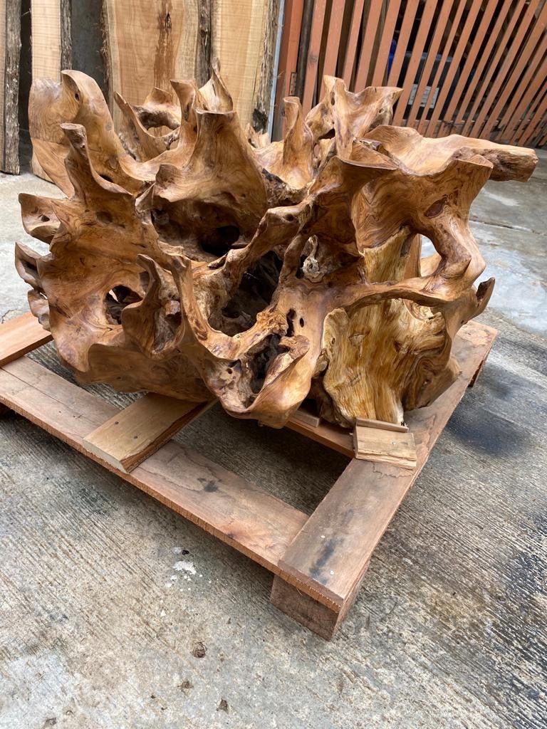 Java Large Teak Root Coffee Table - Teak Root Table Top - Teak Root Round Coffee Table - SOGEH Furniture