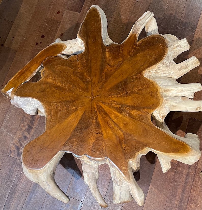 Large teak root dining table - Medium teak root dining table - Teak root table - Natural teak root furniture - Live edge teak root table - SOGEH Furniture