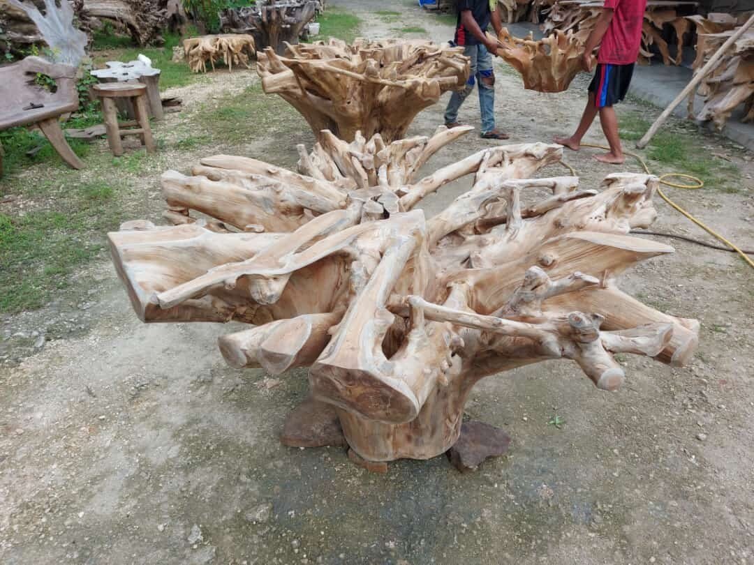 Living Room Teak Root Coffee Table - Natural Edge Coffee Table - Organic Shape Coffee Table - Freeform Teak Root Coffee Table - SOGEH Furniture