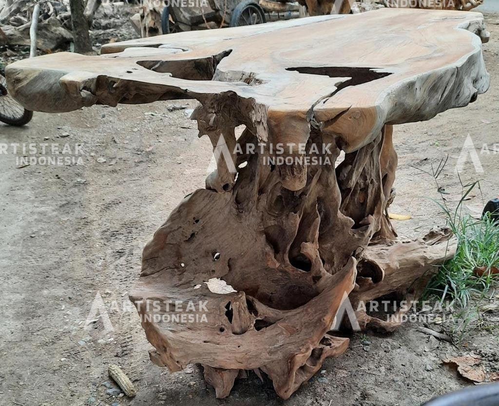 Long Lasting Teak Root Console Table - Natural Edge Teak Root Console Table - Teak Root Console Table - Natural Wood Table - SOGEH Furniture