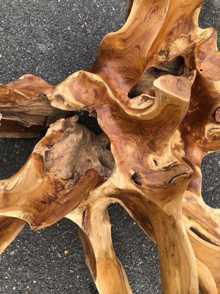 Medium Teak Root Coffee Table - Teak Wood Table Furniture - High Quality Teak Table - Round Teak Root Table - SOGEH Furniture