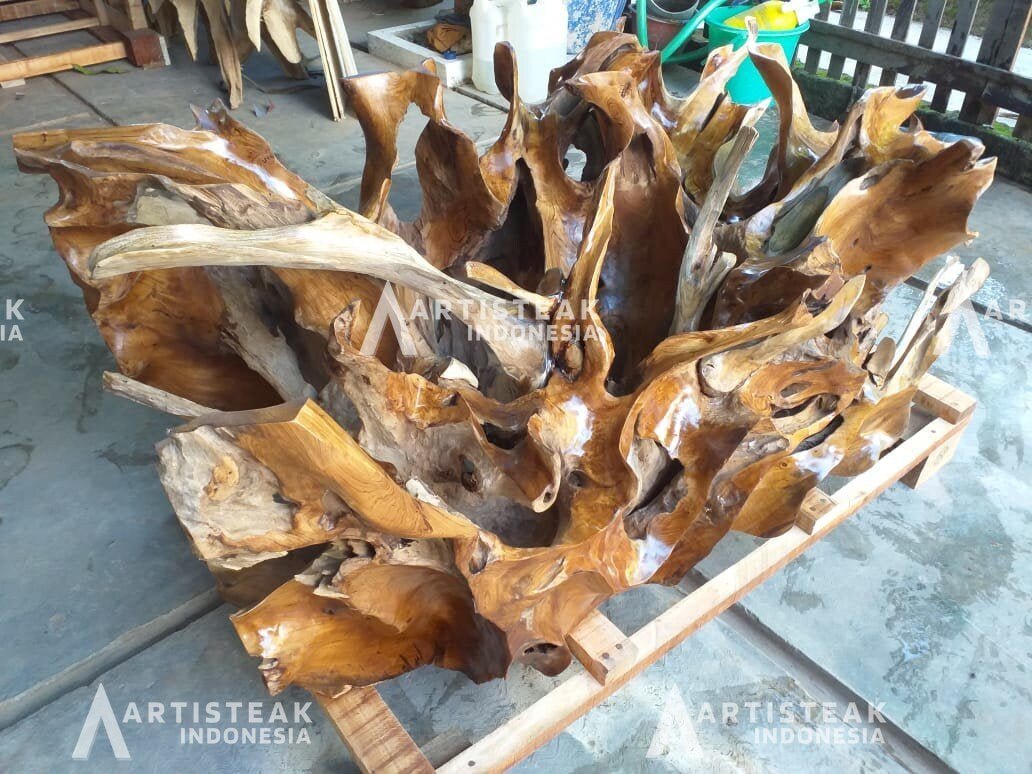 Mid-century modern teak root coffee table - Large teak root coffee table - Teak root sculpture - Teak root decor - Unique teak root coffee table - SOGEH Furniture