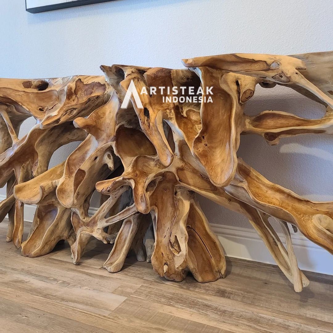 Modern Organic Teak Root Console Table - Rustic Modern Console Table - Teak Root Table - Mid Century Modern Console Table - SOGEH Furniture