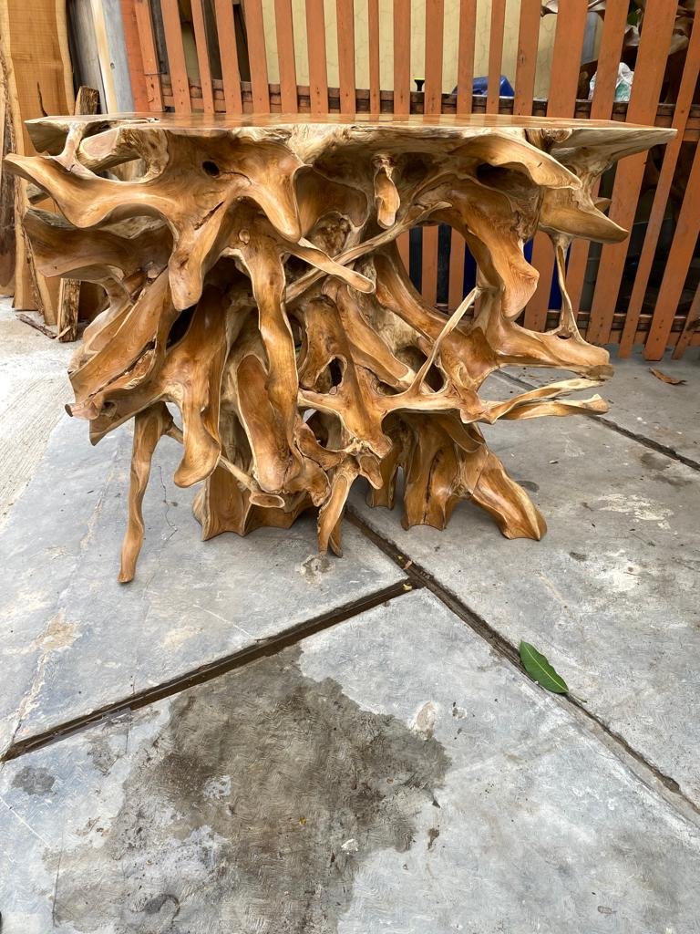 Natural brown teak root furniture set - Live edge teak root furniture set - Teak root slab furniture set - Natural teak furniture set - SOGEH Furniture