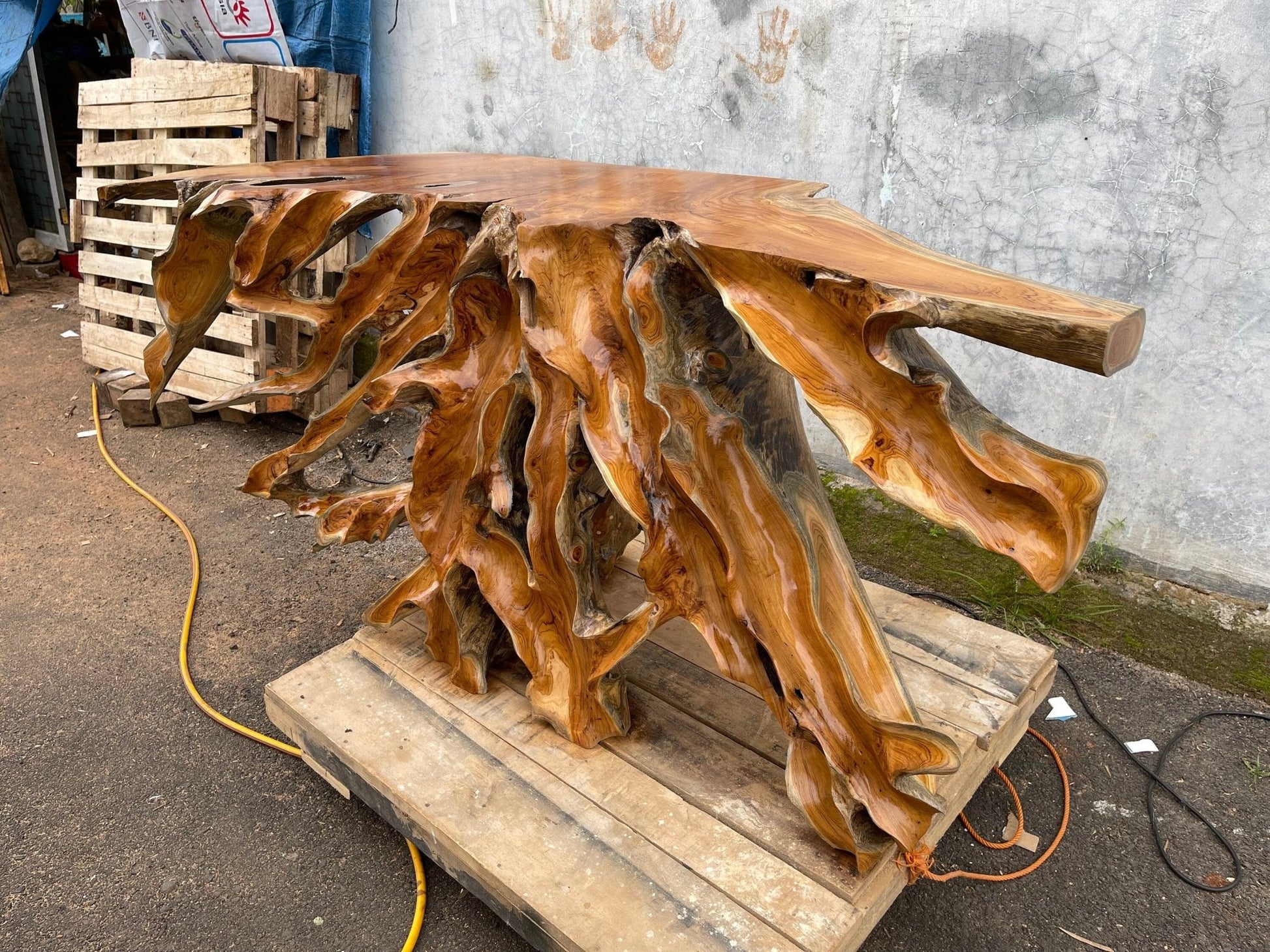 Natural Edge Teak Console Table - Live Edge Teak Console Table - Driftwood Console Table - Reclaimed Teak Console Table - SOGEH Furniture