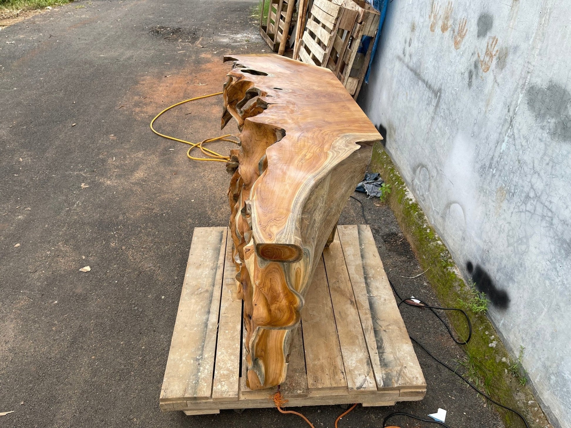 Natural Edge Teak Console Table - Live Edge Teak Console Table - Driftwood Console Table - Reclaimed Teak Console Table - SOGEH Furniture