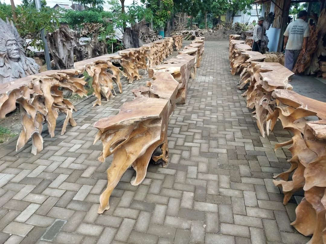 Natural Finish Console Teak Root Table - Teak Root Console Table for Small Spaces - Organic Wood Table - Eco Friendly Furniture - SOGEH Furniture