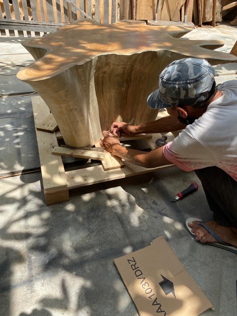 Natural Teak Finish Coffee Table - Reclaimed Teak Coffee Table - Teak Root Coffee Table - Live Edge Coffee Table - Organic Coffee Table - SOGEH Furniture