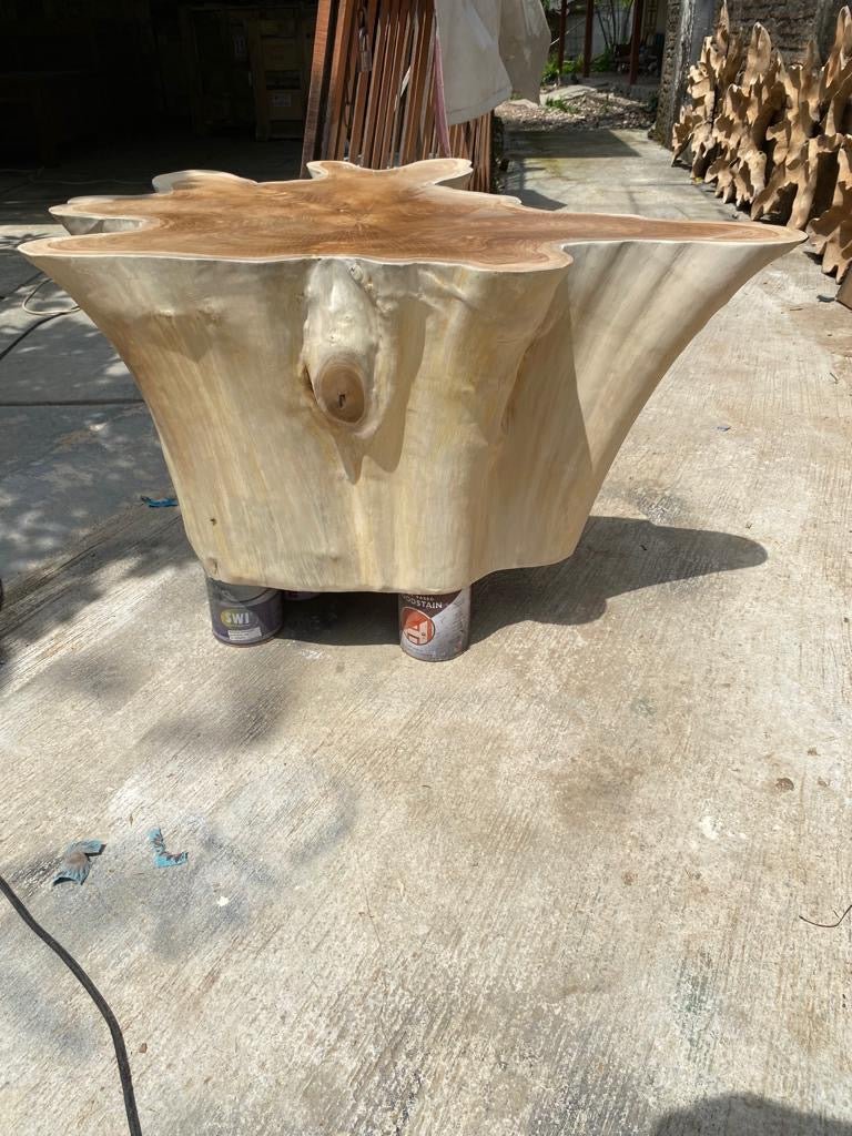 Natural Teak Finish Coffee Table - Reclaimed Teak Coffee Table - Teak Root Coffee Table - Live Edge Coffee Table - Organic Coffee Table - SOGEH Furniture