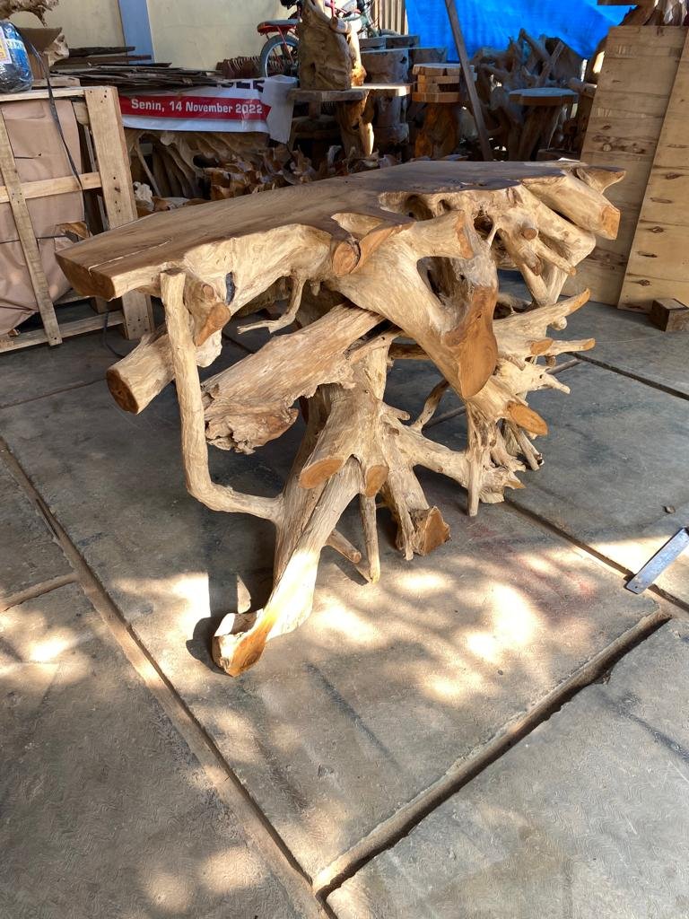 Natural Teak Root Console Table - Reclaimed Teak Root Console Table - Natural Imperfections Teak Root Console Table - SOGEH Furniture