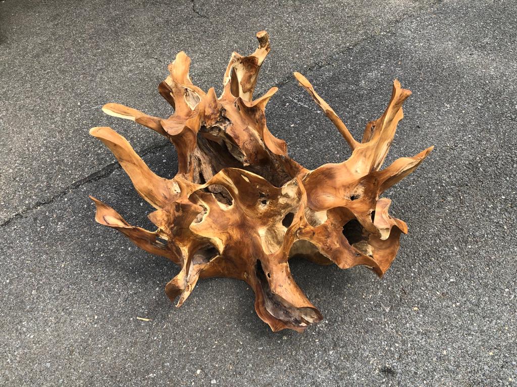 Natural teak root furniture for small spaces - Round teak root coffee table for sale Industrial style teak root furniture - Mid-century modern teak root furniture - SOGEH Furniture