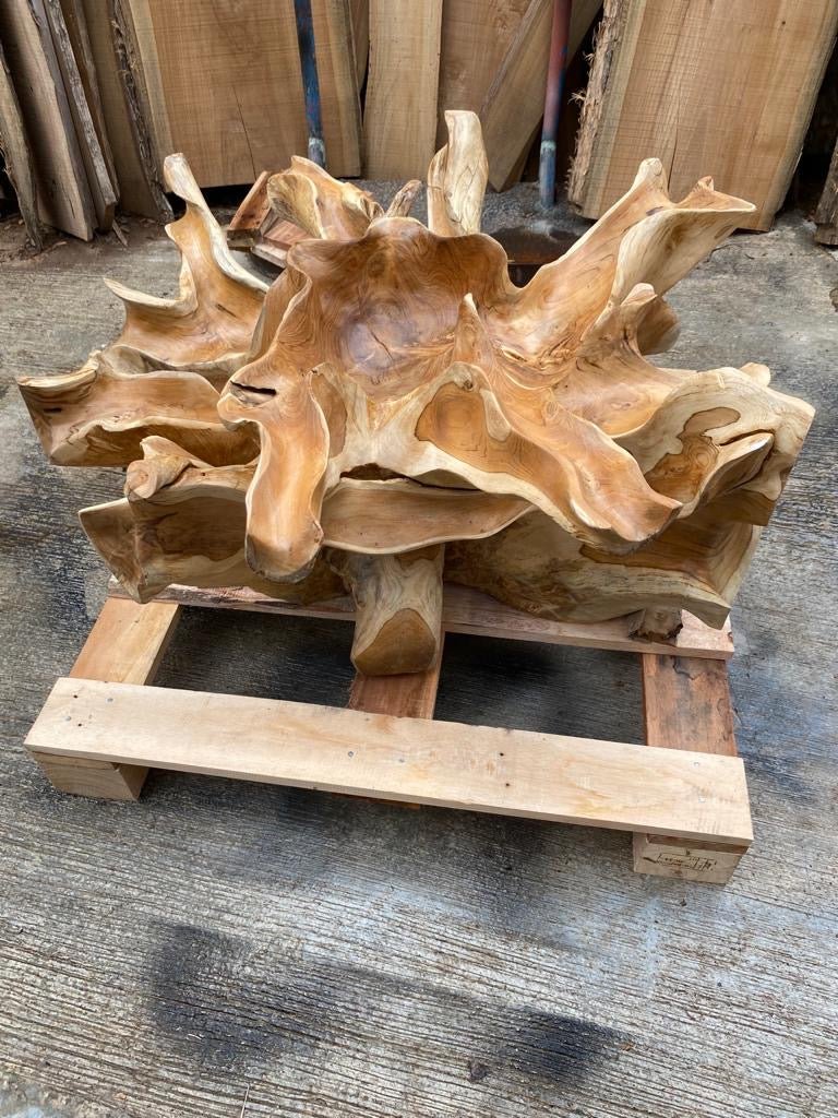 Natural teak root table - Teak root slab coffee table - Sustainable teak furniture Long-lasting teak furniture - Coffee table - SOGEH Furniture