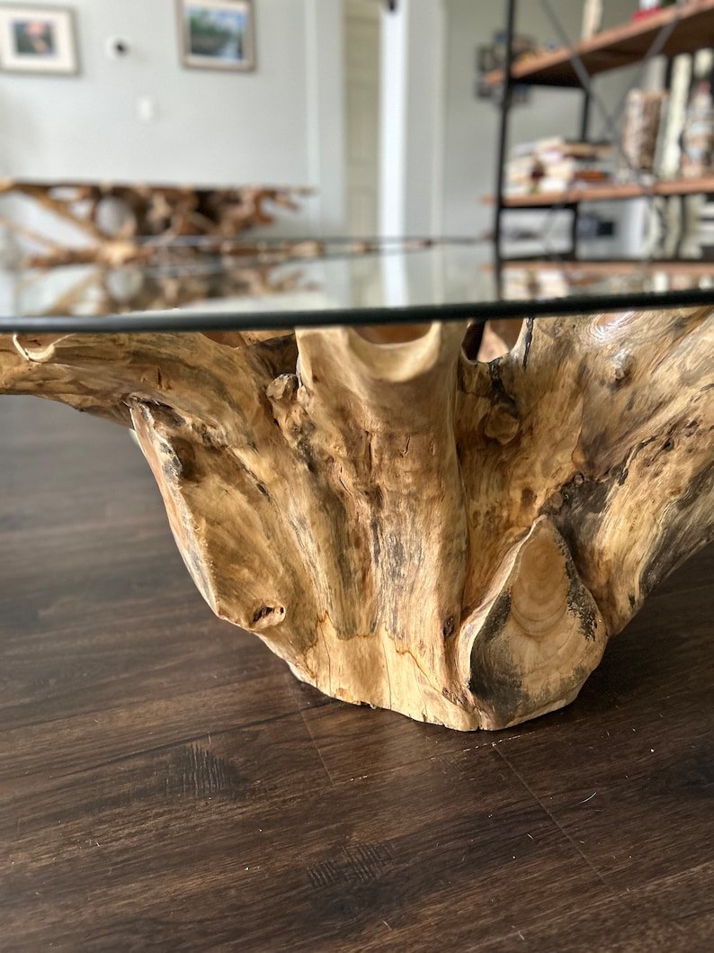 Organic Star Teak Root Coffee Table Base - Teak Root Coffee Table Bohemian - Natural Teak Root Coffee Table - Rustic Coffee Table - SOGEH Furniture