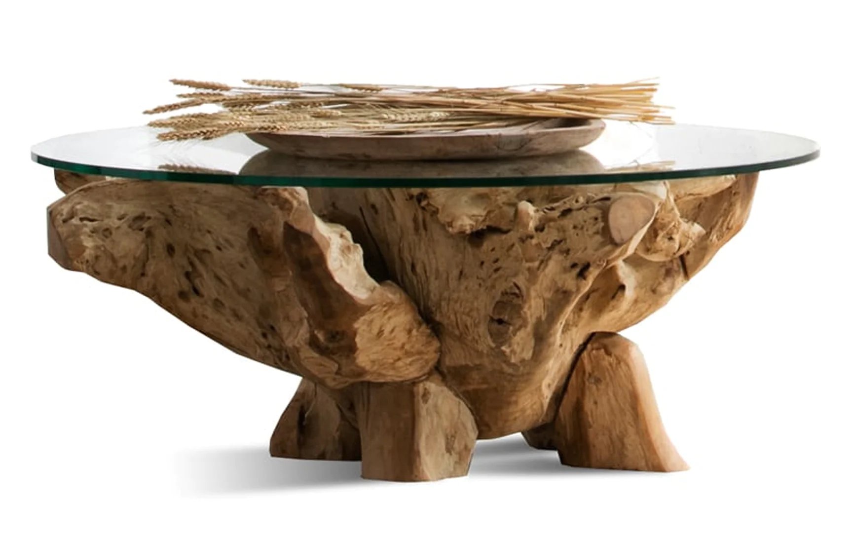 Pure Teak Root Round Coffee Table - Teak Root Wood Table - Teak Root Round Coffee Table - SOGEH Furniture