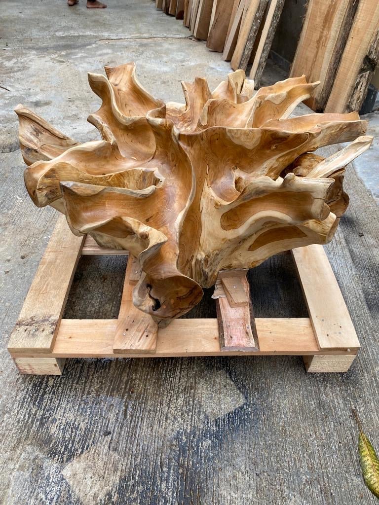 RAW Large Teak Root Coffee Table - Java Large Teak Root Coffee Table - Teak Root Table Top - Teak Root Round Coffee Table - SOGEH Furniture