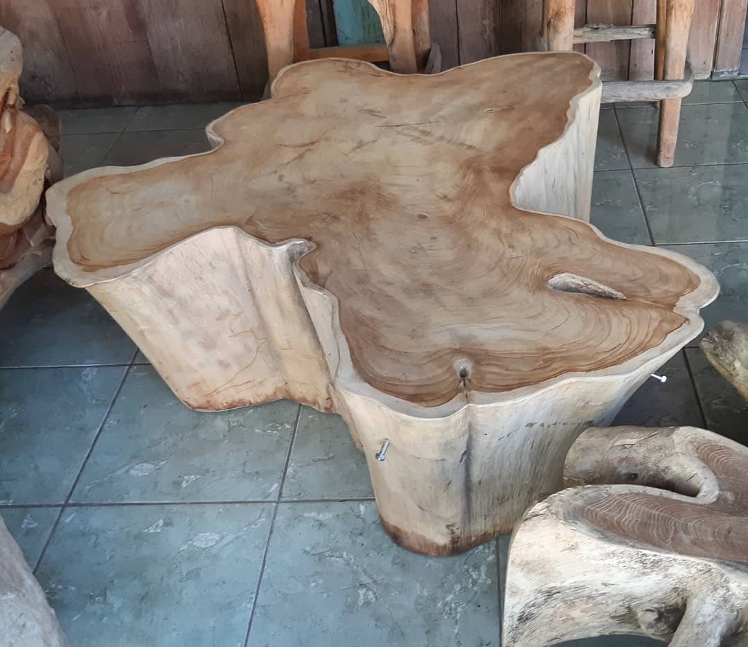 Raw Large Teak Root Dining Table - Stump Star Wood Dining Table - Natural Teak Stump Dining Table - SOGEH Furniture