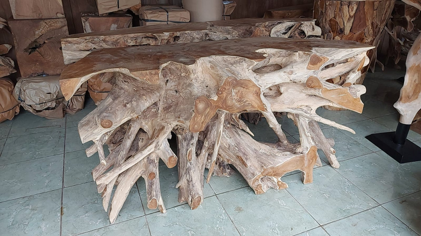 Raw Organic Teak Root Console Table - Reclaimed Hallway Teak Table - Wooden Sideboard Table - SOGEH Furniture