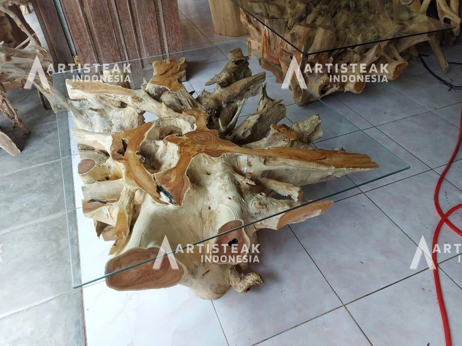 RAW Square Teak Root Dining Table - Extendable Teak Root Dining Table - High Quality Wooden Furniture - SOGEH Furniture