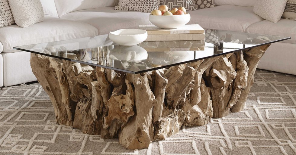 Rectangle Teak Root Coffee Table - Root Table Solid Coffee Table - Teak Wood Side Table Root Wood - SOGEH Furniture