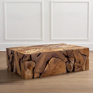 Rectangular Sliced Teak Root Coffee Table - Teak Root Square Coffee Table - Teak Root Coffee Table Best Quality - SOGEH Furniture