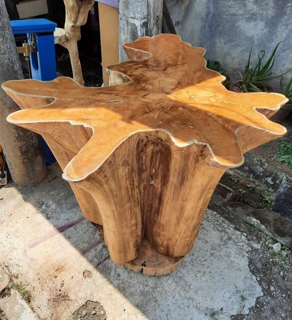 Root Wood Coffee Table - Teak Root Stump Coffee Table - Natural Teak Root Coffee Table - SOGEH Furniture