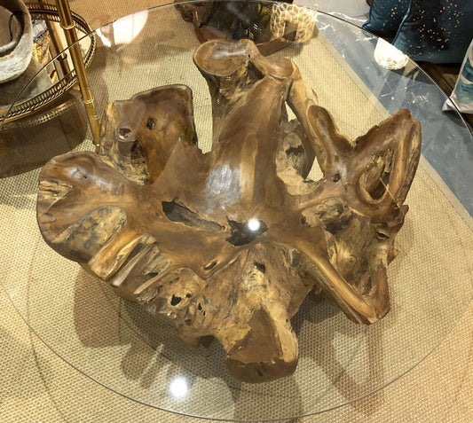 Round teak root coffee table - Nature-inspired furniture - Modern organic furniture - Rustic modern furniture - Coffee table - SOGEH Furniture