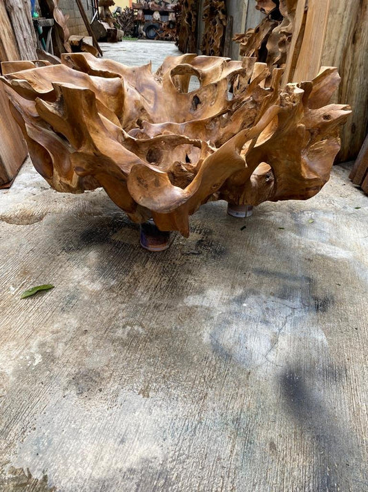 Rustic teak root coffee table - Industrial teak root coffee table - Coastal teak root coffee table - Mid-century modern teak root coffee table - SOGEH Furniture