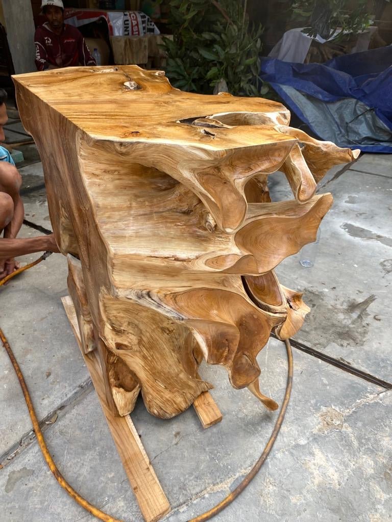 Solid teak root console table - Modern teak console table - Rustic teak console table - Organic teak console table - SOGEH Furniture