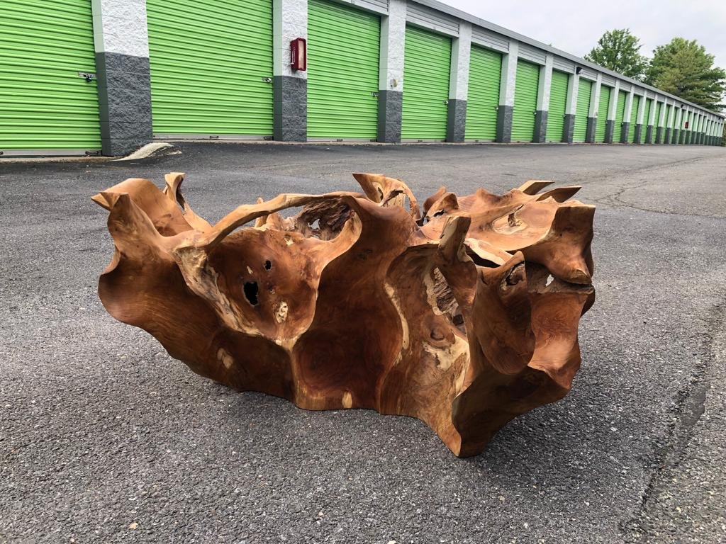 Solid teak root table with natural wood grain - Natural edge table - Live edge table - Organic furniture - Eco friendly furniture - Sustainable furniture - Coffee table - SOGEH Furniture